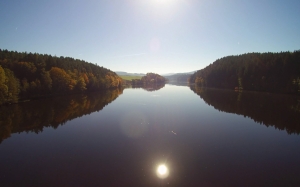 drone flight, drone, lake, bavaria, forest, aerial view, flight, wood, landscape, nature, autumn, fall