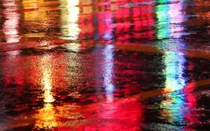 lights, autumn, fall, rainy day, rain, night, summer, colorful, reflection, wet, water, weather, city, road, asphalt, puddles, street