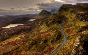 горы, пейзаж, природа, шотландия, великобритания, дорога