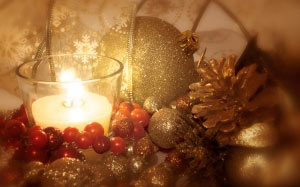 background, christmas, holiday, candles, ornaments