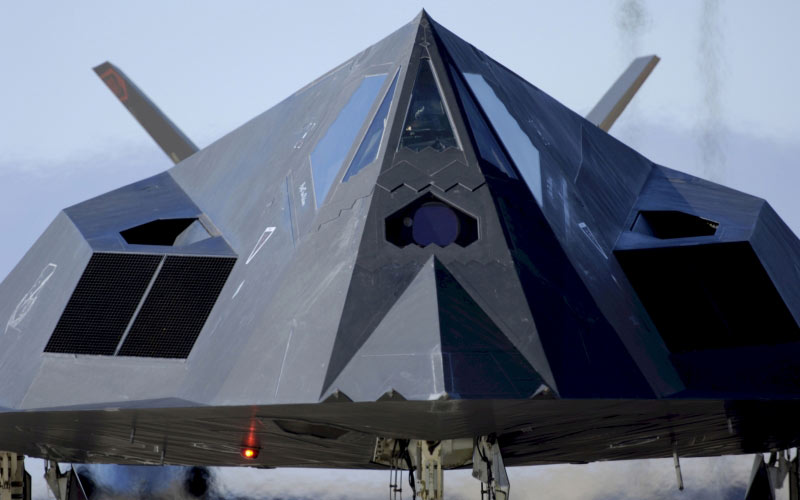stealth, jet, f-117, nighthawk, aircraft, front view, military, technology, weapon, defense, air force, aviation