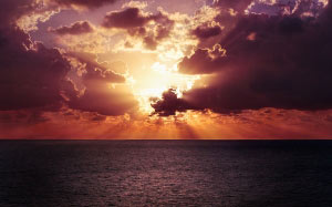 горизонт, небо, океан, вода, море, восход, закат, рассвет, морской пейзаж, природа, облака, солнечный свет