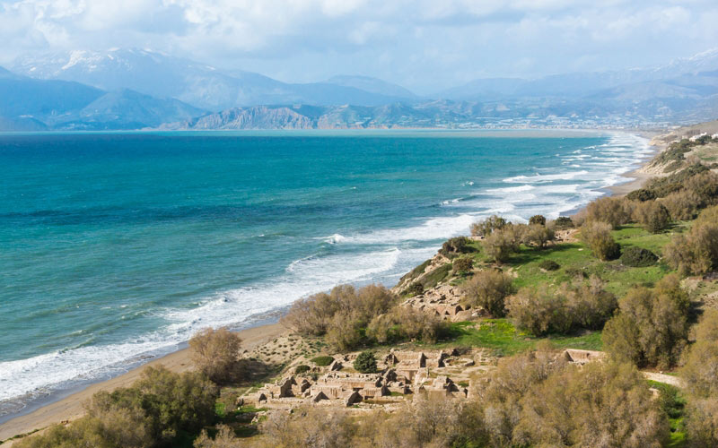 bay, Komos, ancient, harbor, Crete, Greece, landscape, nature, mountains, sea