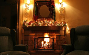 Christmas, Xmas, holidays, New Year, City, fireplace, room, chairs