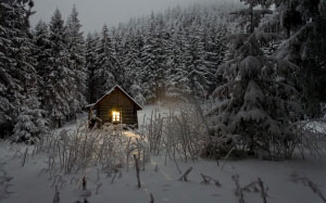 winter landscape, mountain, forest, winter, snow, nature, landscape, cabin