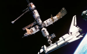 atlantis space shuttle, russia space station, mir, docked, connected, astronauts, cosmonauts, soyuz spacecraft, cooperation, technology, spaceship, orbiting, cosmos, spacecraft