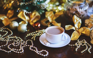 Новый год, рождество, праздники, еда, кофе, напиток, украшения
