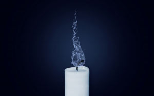 candle, flame, water, candlelight, burn, light, cold, abstract