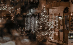 новый год, зима, рождество, ночь, улица, огни, украшения
