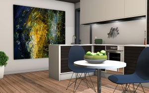 кухня, гостиная комната, квартира, компьютерная графика, рендеринг, архитектура, 3d-визуализация, недвижимо