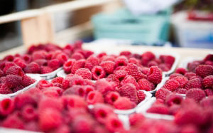 raspberries, red, berries, sweet, fruits, food, market stall, fresh