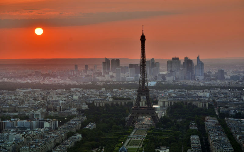 paris, france, french, eiffel tower, city, urban, europe, sun, sunset, summer, spring, architecture, sky, cityscape, landscape