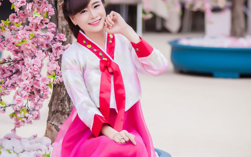 cherry blossom, flower, spring, woman, young, girl, beautifu, vietnam, costume, smile
