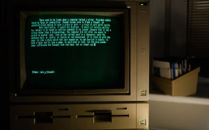 old computer, retro computer, apple IIe, text, monitor