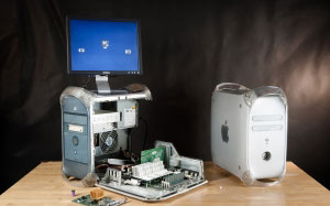 старый компьютер, ретро-компьютер, железо, разобранный компьютер