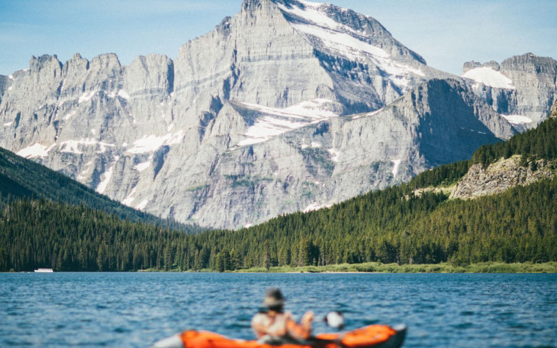 kayak, mountain, lake, forest, adventure, nature, water, landscape, man