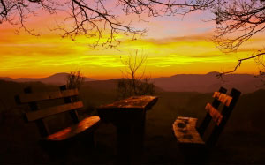 resting place, picnic, sunset, evening, nature, landscape, twilight, sky
