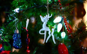 ball, branch, celebration, christmas, christmas decoration, christmas ornament, christmas tree, close-up, fir, light, pine tree, reindeer