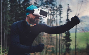 augmented reality, beard, male, men, man, forest, game, outdoors, outfit, park, person, pose, recreation, sports, technology, virtual reality, glasses, goggles, headset, vr