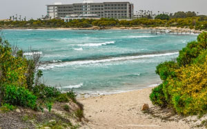 cyprus, ayia napa, lanta beach, sea, seashore, sand, dunes, resort, hotel, spring, tourism, travel, vacation