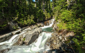 landscape, water, nature, river, travel, rocks, summer, waterfall, cascade, stream, flow, outdoors, wild, creek, rainier national park