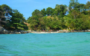 райский пляж, пейзаж, природа, море, вода, побережье, зеленый, синий, голубой, солнце, курорт