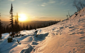 sunset, kuznetsk alatau, south siberia, winter, nature, landscape, mountain, forest, trees, snow