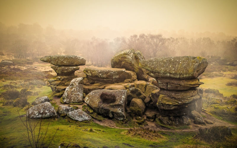 rocks, fog, weather, seasons, autumn, winter, spring, england, landscape, nature, north yorkshire, north