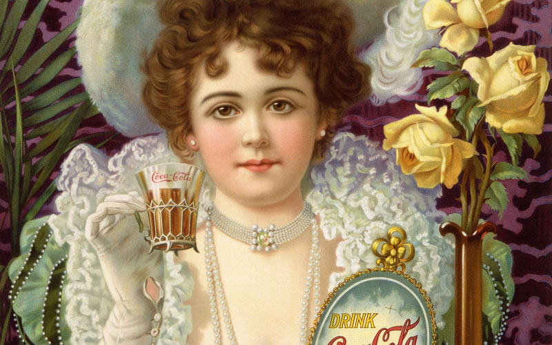 drink, coca-cola, advertising, poster, woman, fancy clothes