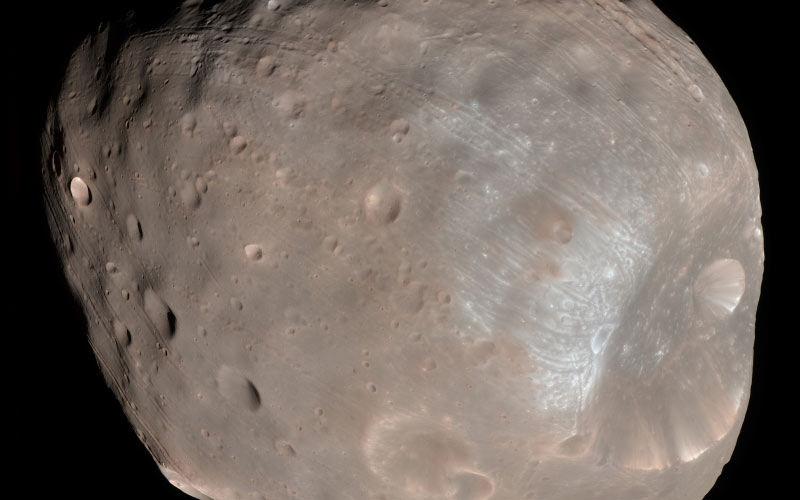 color image, phobos, satellite of mars, space