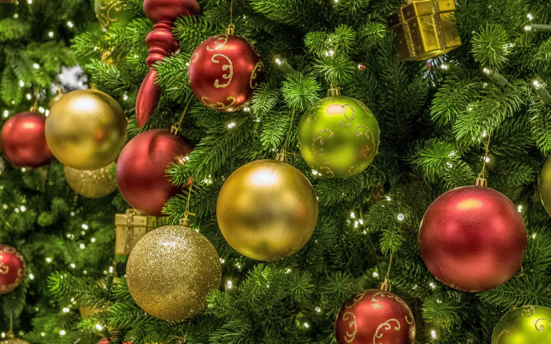 рождество, дерево, сияющий, украшение, новогодняя елка, ёлочные шары, елочные украшения, новогодний, рождественский мотив, блеск, рождественское время, с рождеством, фон, новый год