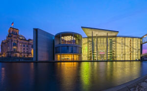 berlin-mitte, river, spree, reichstag, building, germany, evening, city, architecture
