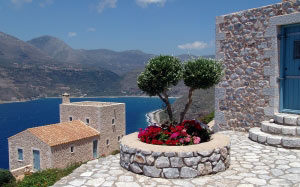 south, sea, resort, vacation, greece, houses, view, hellas, mani peninsula, mani, terrace, bergdorf, mediterranean, village
