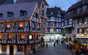 rue des marchands, colmar, haut-rhin, france, christmas, xmas, new year, town, christams lights, christmas decorations