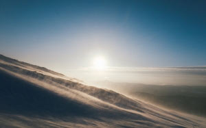landscape, horizon, mountain, snow, clouds, sky, sun, fog, sunrise, mist, sunlight, morning, hill, dawn, arctic, environment