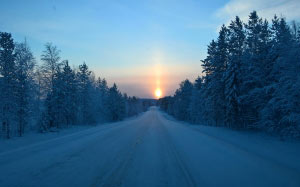 синий, лес, небо, солнце, дорога, снег, зима, холодно, финляндия, природа, пейзаж, сумерки, дорога, замораженный, деревья, асфальт, горизонт, закат, мороз, голубой