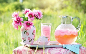 холодный, растения, цветы, лето, еда, весна, напиток, розовый, жажда, пикник, на открытом воздухе, отдых, цветение, лимонад