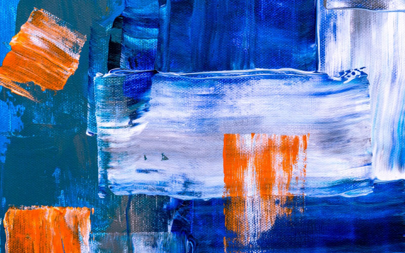 abstract, art, creative, design, acrylic, canvas, close up, brush, brushstroke, artist, colorful, oil, texture, paint, background, bright, blue, orange