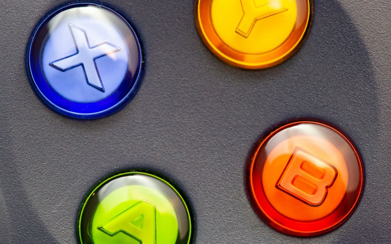 video games, game, controller, closeup, buttons, blue, red, yellow, green, gamer, game console, xbox