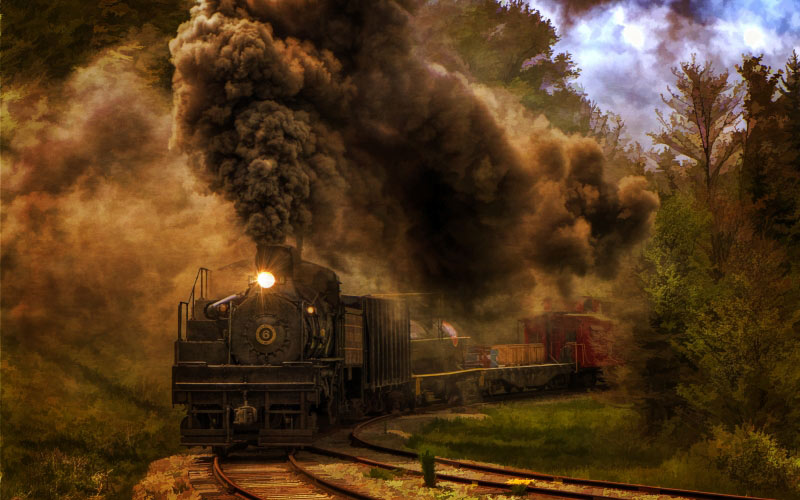 пар, паровоз, уголь, дым, железная дорога, поезд, транспорт