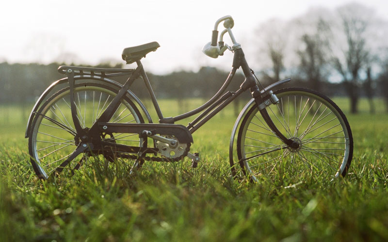 коричневый, велосипед, поле травы, мелкий фокус, зеленый, трава, природа
