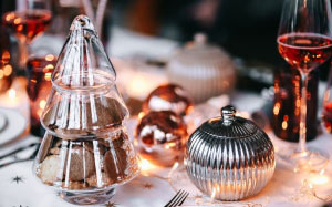 christmas, table, decorations, xmas, new year, holiday, glamour, restaurant, teapot, indoors, drink, food, glass, still life, metal, drinking glass, focus on foreground, lantern, kitchen utensil, silver, crockery, steel