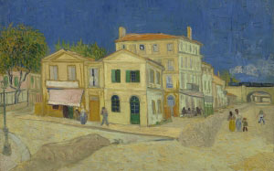 the yellow house, van gogh, painting, the street, cityscape, oil on canvas