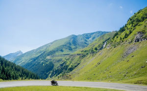 motorcycle, motorbike, landscape, spring, mountains, nature, road