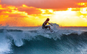 surfing, sunset, waves, surf, surfboard, surfer, water sports, sea, water, ocean, seascape, man, people, sports, extreme sports