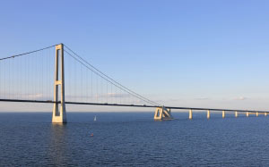 the great belt bridge, eastern bridge, denmark, sea, water, landscape, architecture