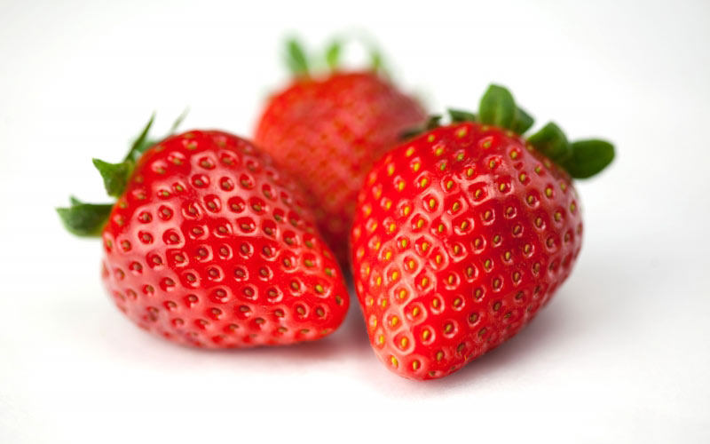 close-up, macro, fresh, strawberries, white, berries, food