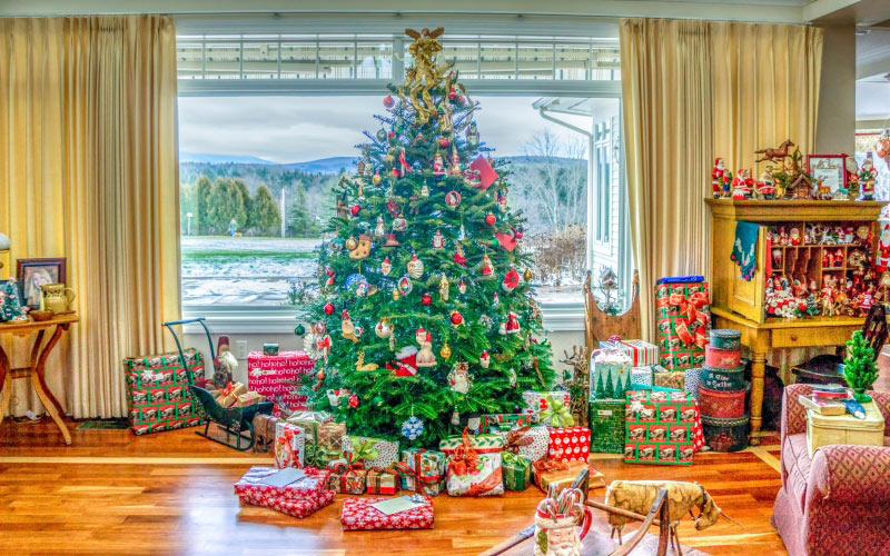 рождество, праздники, новый год, праздничный, интерьер, дом, помещение, елка, новогодние украшения, традиционный дом