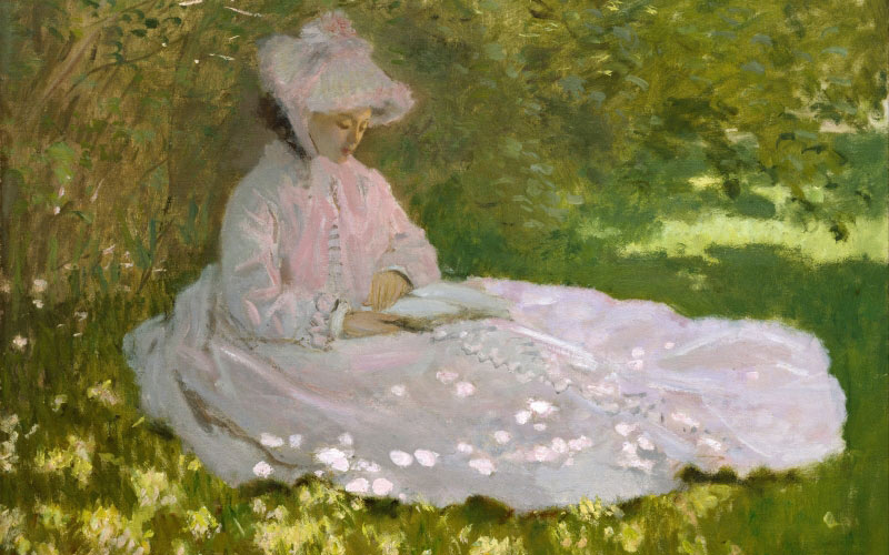 claude monet, springtime, spring, women, people, oil paintings, painting, oil on canvas, canvas