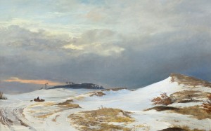 johan lundbye, painting, art, oil, canvas, winter, landscape, northern zealand, snow